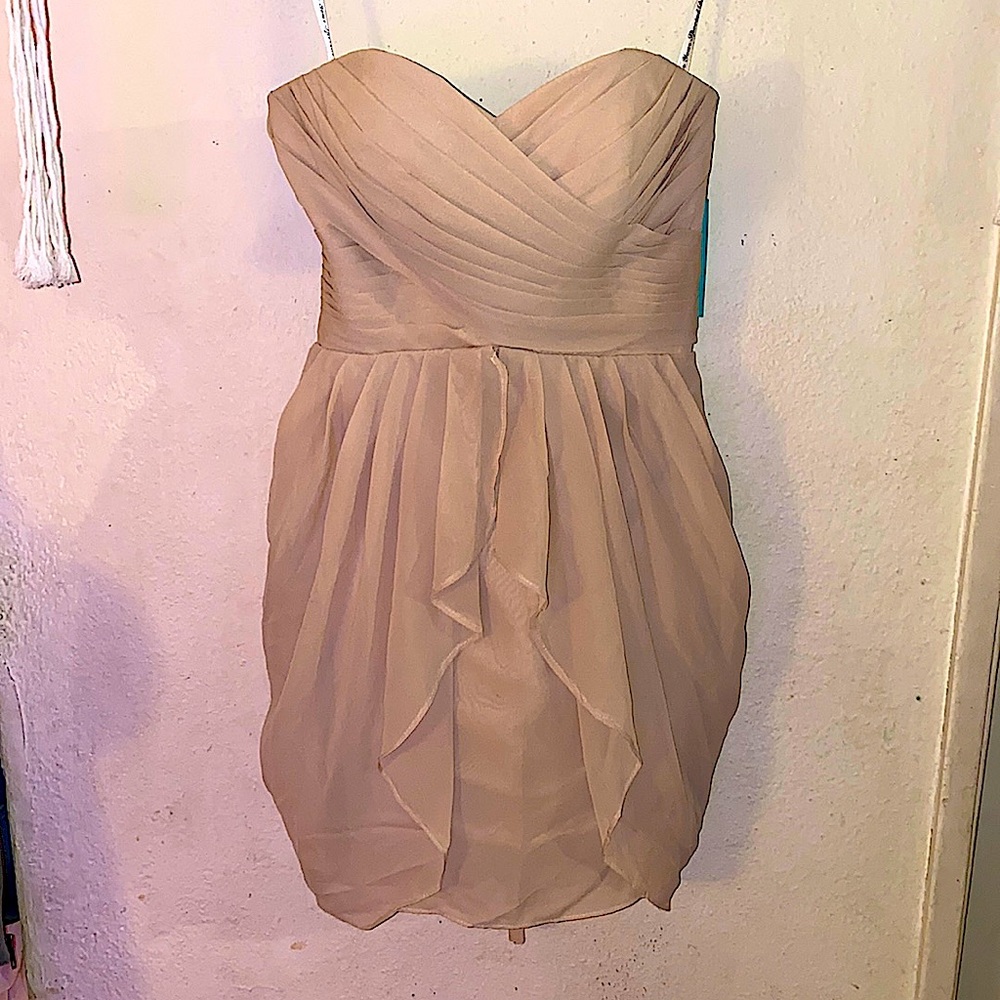 Strapless back lacing flowy mini formal dress - Picture 1 of 12